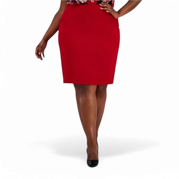 KASPER Womens Plus Size Crimson Back Slit Knee Length Pencil Skirt Plus Size 20 - Picture 1 of 16